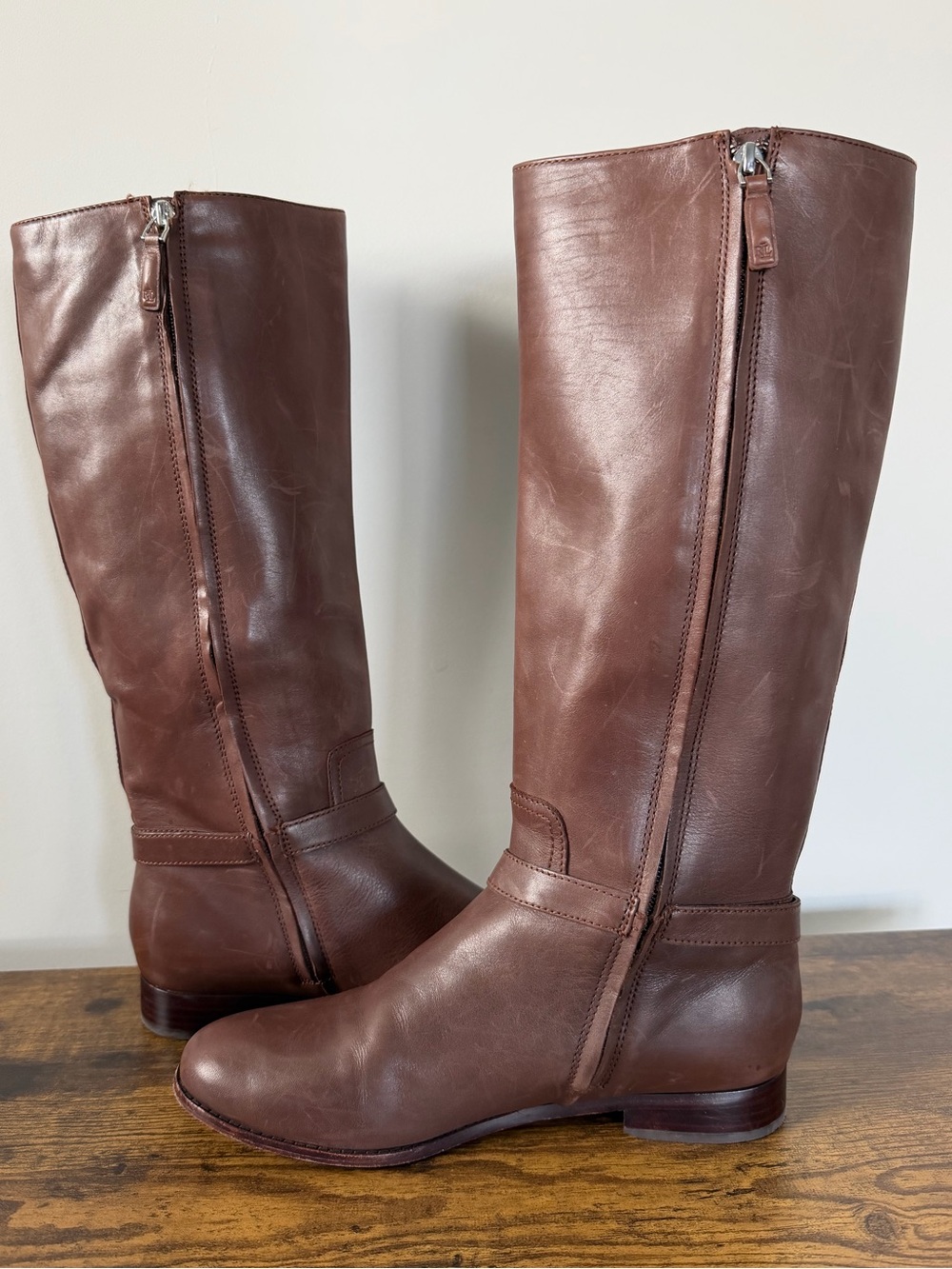 Lauren Ralph Lauren Brooke II Leather Riding Boots Dark Brown Sz 9 - Picture 4 of 13